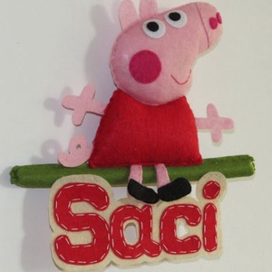 Peppa malac névtábla - otthon & életmód - dekoráció - fali és függő dekoráció - betű & név - Meska.hu