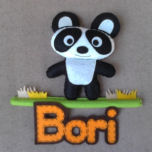 Panda névtábla, Otthon & Lakás, Babaszoba, gyerekszoba, Gyerek névtábla, Varrás, Meska