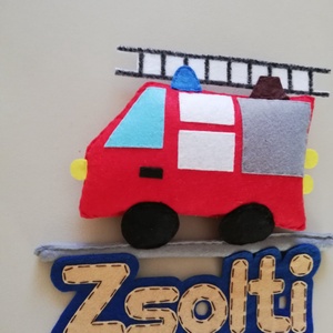 Tűzoltó autó névtábla  - otthon & életmód - babaszoba, gyerekszoba - gyerek névtábla - Meska.hu