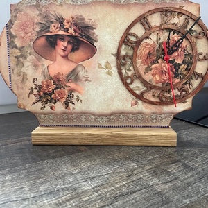 Asztali óra, Otthon & Életmód, Dekoráció, Fali és függő dekoráció, Falióra & óra, Decoupage, transzfer és szalvétatechnika, MESKA