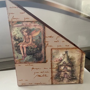 Irat,könyv,füzet tartó, Otthon & Életmód, Dekoráció, Asztal és polc dekoráció, Könyvtámasz, Decoupage, transzfer és szalvétatechnika, MESKA