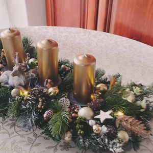 Adventi koszorú hosszúkás - karácsony - adventi díszek - adventi koszorú - Meska.hu