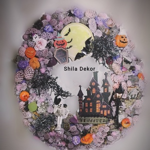 Halloween kísértetkastély ajtódísz , Otthon & Lakás, Dekoráció, Ajtó- és ablak dekoráció, Ablakdísz, Virágkötés, Meska