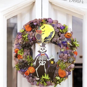 Halloween őszi ajtódísz LED világítással , Otthon & Életmód, Dekoráció, Halloween, Halloweeni ajtódíszek és ablakdíszek, Virágkötés, MESKA
