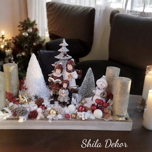 Bordó piros fehér adventi koszorú  - Meska.hu