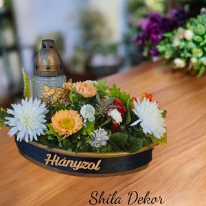 Sírdísz hiányzol felirattal, Otthon & Életmód, Vallás, Temetkezési tárgy, Sírdísz, kegyeleti dísz, Virágkötés, MESKA