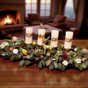 Adventi asztaldísz bézs arany - Meska.hu