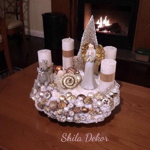 Bézs adventi koszorú , Karácsony, Adventi díszek, Adventi koszorú, Virágkötés, MESKA