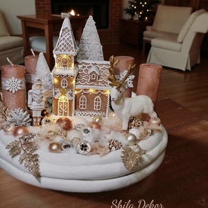 Mézeskalács falu adventi koszorú  - karácsony - adventi díszek - adventi koszorú - Meska.hu