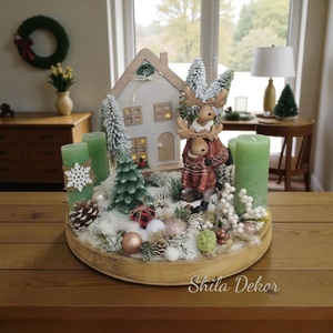 Szarvasos adventi asztaldísz  - Meska.hu