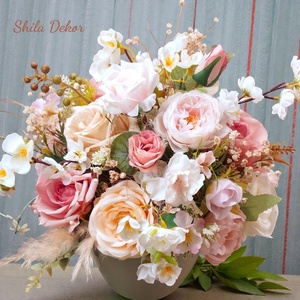 Rosegold virágok kaspóban  - otthon & életmód - dekoráció - asztal és polc dekoráció - asztaldísz - Meska.hu