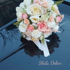 Rózsaszín menyasszonyi csokor , Esküvő, Menyasszonyi- és dobócsokor, Virágkötés, MESKA