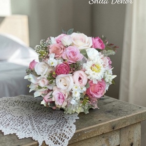 Menyasszonyi csokor rózsaszín  - esküvő - menyasszonyi- és dobócsokor - Meska.hu