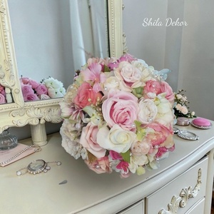 Rózsaszín menyasszonyi csokor  - Meska.hu