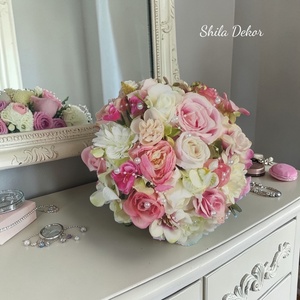 Rózsaszín menyasszonyi csokor  - esküvő - menyasszonyi- és dobócsokor - Meska.hu