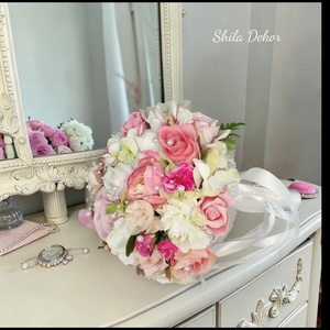 Rózsaszín menyasszonyi csokor  - esküvő - menyasszonyi- és dobócsokor - Meska.hu