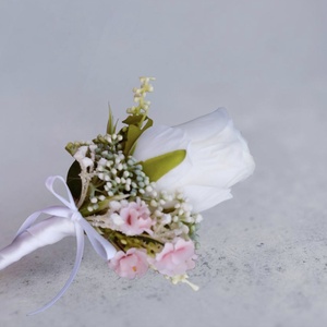 Barackos rózsaszín menyasszonyi csokor kitűzővel - esküvő - menyasszonyi- és dobócsokor - Meska.hu