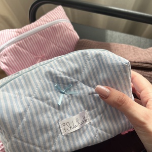 'Bluebell' Beauty Case pamut steppelt neszesszer kék masnival - táska & tok - neszesszer - Meska.hu