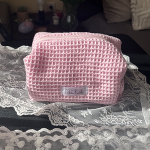 'Aurora' Beauty Case pamut waffle babarózsaszín neszesszer - Meska.hu