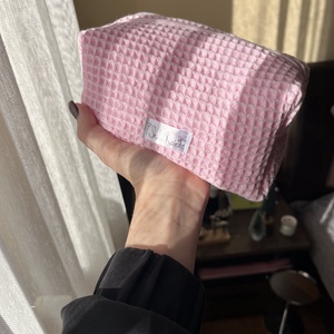 'Aurora' Beauty Case pamut waffle babarózsaszín neszesszer - táska & tok - neszesszer - Meska.hu