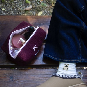 'Amélie' Beauty Case pamut neszesszer rózsaszín masnival - Meska.hu