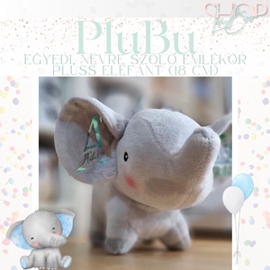 PluBu - Egyedi, névre szóló emlékőr plüss elefánt (18 cm) - játék & sport - plüssállat & játékfigura - elefánt - Meska.hu