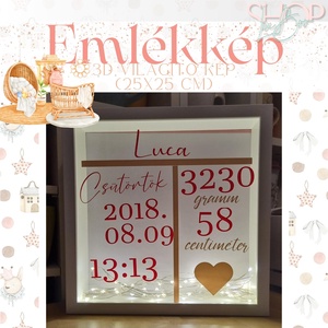 Emlékkép - 3D világító kép (25x25 cm), Otthon & Életmód, Dekoráció, Kép & Falikép, Képkeret, Mindenmás, MESKA