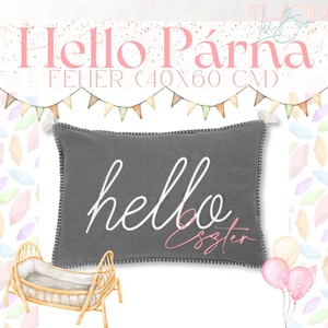 Hello Párna - Szürke (40x60 cm) - otthon & életmód - lakástextil - párna & párnahuzat - Meska.hu
