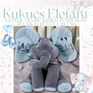 Kukucs Elefánt - Interaktív emlékőr plüss elefánt (30 cm) - játék & sport - plüssállat & játékfigura - elefánt - Meska.hu