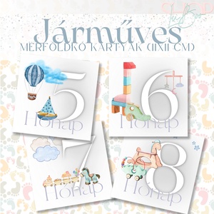 Mérföldkő kártyák - Járműves (11x11 cm) - ruha & divat - babaruha & gyerekruha - babafotózási ruha és kellék - Meska.hu