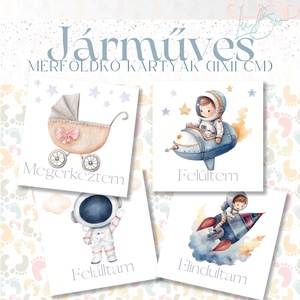 Mérföldkő kártyák - Járműves (11x11 cm) - ruha & divat - babaruha & gyerekruha - babafotózási ruha és kellék - Meska.hu
