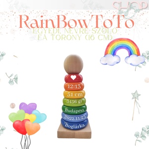RainBow ToTo - Emlékőr fa torony (16 cm) - játék & sport - készségfejlesztő és logikai játék - toronyépítő- és egyensúlyozó játékok - Meska.hu
