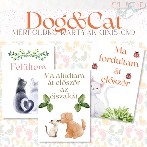Mérföldkő kártyák - Dog and Cat (11x15 cm) - ruha & divat - babaruha & gyerekruha - babafotózási ruha és kellék - Meska.hu