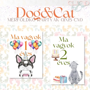Mérföldkő kártyák - Dog and Cat (11x15 cm) - ruha & divat - babaruha & gyerekruha - babafotózási ruha és kellék - Meska.hu