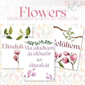Mérföldkő kártyák - Flowers (11x15 cm) - ruha & divat - babaruha & gyerekruha - babafotózási ruha és kellék - Meska.hu