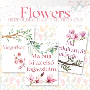 Mérföldkő kártyák - Flowers (11x15 cm) - ruha & divat - babaruha & gyerekruha - babafotózási ruha és kellék - Meska.hu