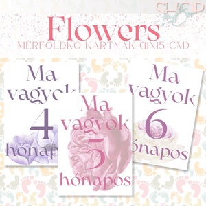 Mérföldkő kártyák - Flowers (11x15 cm) - ruha & divat - babaruha & gyerekruha - babafotózási ruha és kellék - Meska.hu