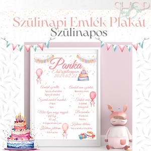 Szülinapi Emlék Plakát - Lányos (A3) - otthon & életmód - babaszoba, gyerekszoba - babaszoba kép - Meska.hu