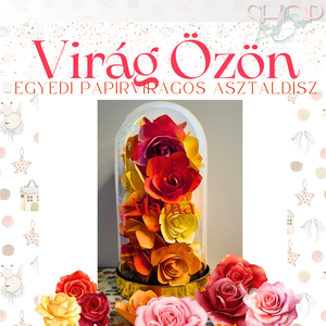 Virág Özön - Papírvirágos asztaldísz (19 cm) - otthon & életmód - dekoráció - asztal és polc dekoráció - asztaldísz - Meska.hu