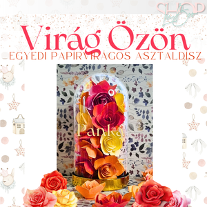 Virág Özön - Papírvirágos asztaldísz (19 cm) - otthon & életmód - dekoráció - asztal és polc dekoráció - asztaldísz - Meska.hu