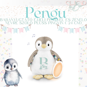 Pengu - Babanyugtató éjjeli fénnyel és zenélő névre szóló plüss pingvin ( 24 cm) - Meska.hu