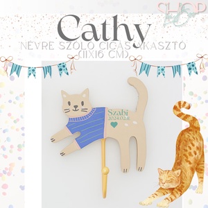 Cathy - Névre szóló cica akasztó, Otthon & Életmód, Dekoráció, Fali és függő dekoráció, Falra akasztható dekor, Mindenmás, MESKA