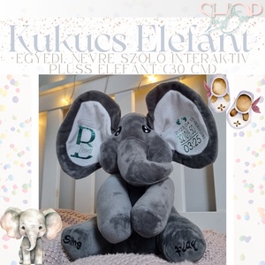 Kukucs Elefánt - Interaktív emlékőr plüss elefánt (30 cm) - játék & sport - plüssállat & játékfigura - elefánt - Meska.hu