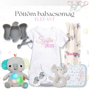 Pöttöm babacsomag - Elefánt - játék & sport - babalátogató ajándékcsomag - Meska.hu