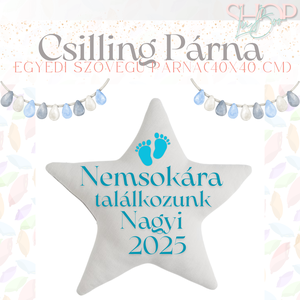 Csilling Párna - Egyedi feliratú bababejelentő párna (40x40 cm) - játék & sport - babalátogató ajándékcsomag - Meska.hu