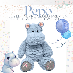 PePo - Egyedi, névre szóló prémium plüss víziló (36 cm), Játék & Sport, Plüssállat & Játékfigura, Más figura, Mindenmás, MESKA