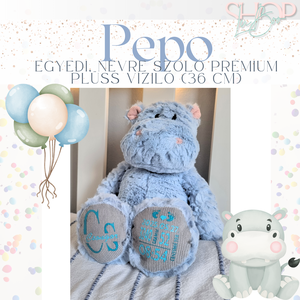 PePo - Egyedi, névre szóló prémium plüss víziló (36 cm) - játék & sport - plüssállat & játékfigura - más figura - Meska.hu