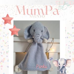 MumPa névre szóló elefánt nyúnyó (26 cm) - otthon & életmód - babaszoba, gyerekszoba - babatakaró, gyerek pléd - Meska.hu