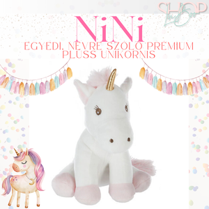 NiNi- Egyedi, névre szóló prémium plüss unikornis (22 cm) - Meska.hu