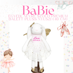 BaBie - Egyedi, névre szóló prémium balett plüss nyuszi (40 cm), Játék & Sport, Plüssállat & Játékfigura, Nyuszi, Mindenmás, MESKA
